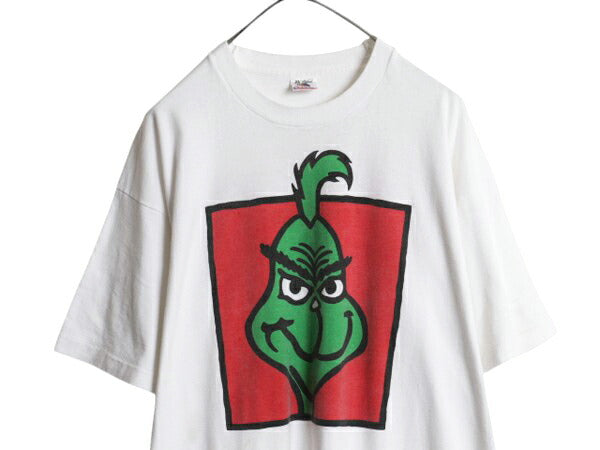 90s USA製 ★ ドクタースース グリンチ イラスト プリント Tシャツ メンズ XL～ / キャラクター グラフィック ムービー シングルステッチ 白