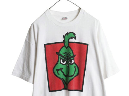 90s USA製 ★ ドクタースース グリンチ イラスト プリント Tシャツ メンズ XL～ / キャラクター グラフィック ムービー シングルステッチ 白