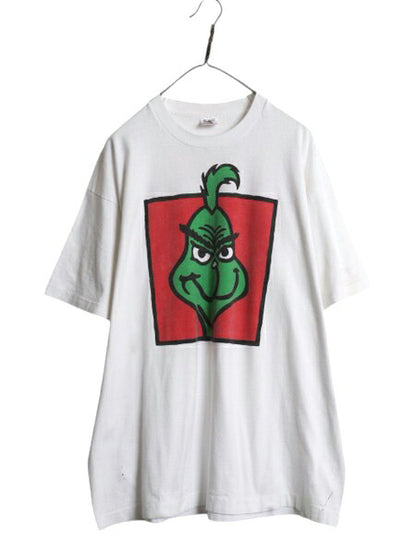 90s USA製 ★ ドクタースース グリンチ イラスト プリント Tシャツ メンズ XL～ / キャラクター グラフィック ムービー シングルステッチ 白