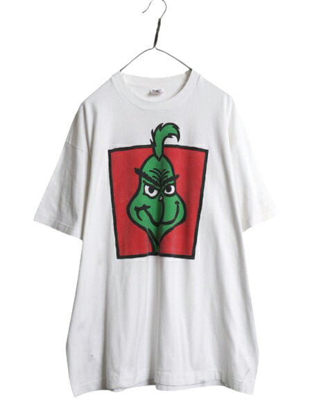 90s USA製 ★ ドクタースース グリンチ イラスト プリント Tシャツ メンズ XL～ / キャラクター グラフィック ムービー シングルステッチ 白