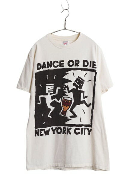 90s USA製 ★ ニューヨーク アート イラスト プリント Tシャツ メンズ L 古着 オールド 当時物 グラフィック シングルステッチ スーベニア