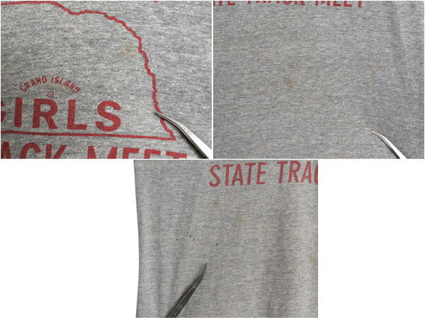70s USA製 ★ チャンピオン 3段 染込み プリント Tシャツ L メンズ レディース M / 古着 ヴィンテージ 初期 バータグ 当時物 霜降り グレー