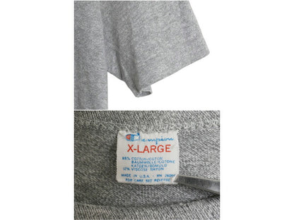 80s USA製 ★ チャンピオン 染込み カレッジ プリント 半袖 Tシャツ メンズ XL～ 小さめ L 程/ 古着 ヴィンテージ 88 12 バータグ 霜降り 灰