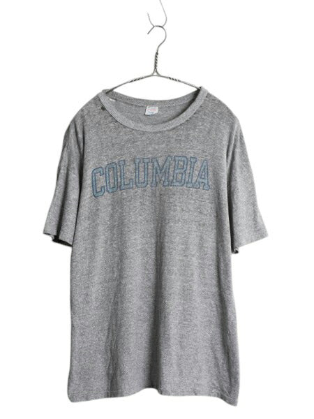 80s USA製 ★ チャンピオン 染込み カレッジ プリント 半袖 Tシャツ メンズ XL～ 小さめ L 程/ 古着 ヴィンテージ 88 12 バータグ 霜降り 灰