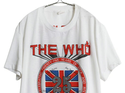80s USA製 ★ The Who 25周年 ツアー イラスト プリント Tシャツ メンズ L / ヴィンテージ イラスト オフィシャル バンド ロック モッズ 白