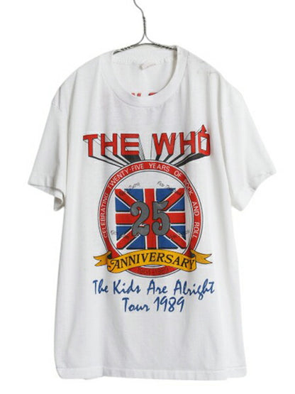 80s USA製 ★ The Who 25周年 ツアー イラスト プリント Tシャツ メンズ L / ヴィンテージ イラスト オフィシャル バンド ロック モッズ 白