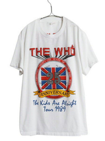 80s USA製 ★ The Who 25周年 ツアー イラスト プリント Tシャツ メンズ L / ヴィンテージ イラスト オフィシャル バンド ロック モッズ 白
