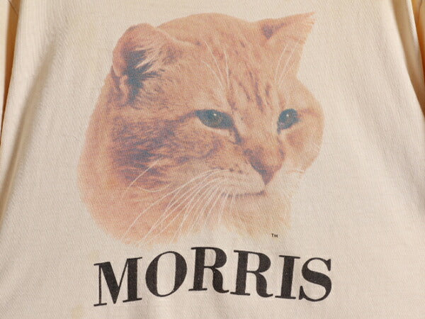 80s ★ MORRIS プリント 半袖 Tシャツ ( メンズ S レディース M 程) 80年代 ビンテージ アニマル キャラクター ベージュ シングルステッチ