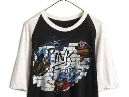 パキ綿 80s ★ ピンクフロイド ツアー プリント ベースボール Tシャツ メンズ S / 80年代 ヴィンテージ PINK FLOYD 当時物 バンド ラグラン
