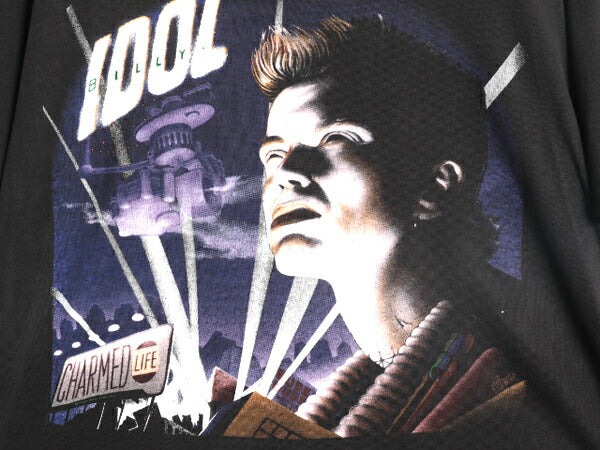 90s USA製 ★ ビリー アイドル イラスト プリント Tシャツ メンズ XL オールド BILLY IDOL オフィシャル 当時物 バンド ロック パンク 黒