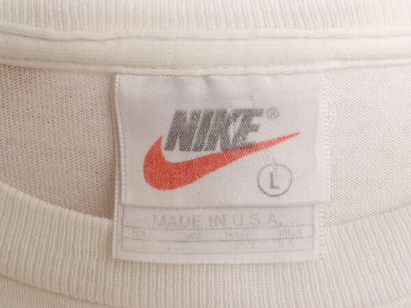 90s USA製 ★ ナイキ マイケル ジョーダン プリント Tシャツ メンズ L 90年代 NIKE オフィシャル JORDAN 当時物 NBA バスケ スウッシュ 白