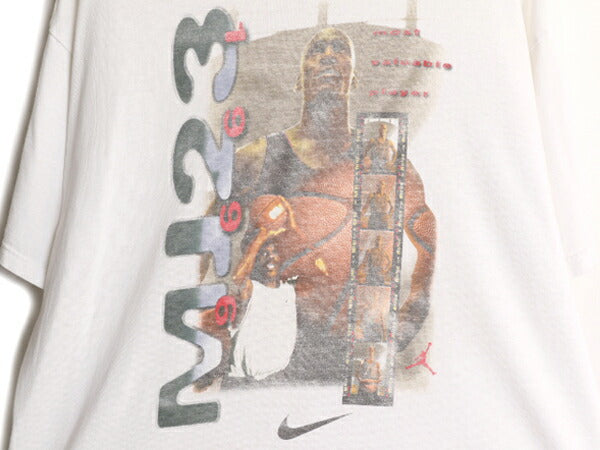 90s USA製 ★ ナイキ マイケル ジョーダン プリント Tシャツ メンズ L 90年代 NIKE オフィシャル JORDAN 当時物 NBA バスケ スウッシュ 白