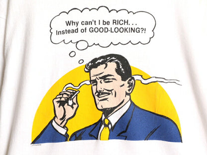 90s USA製 ★ アメコミ アート イラスト プリント Tシャツ メンズ XL / 90年代 オールド 当時物 ジョーク メッセージ シングルステッチ 白