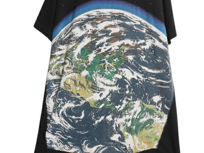90s USA製 ★ リキッドブルー 地球 アート イラスト オールオーバー プリント Tシャツ メンズ L / 古着 オールド 当時物 宇宙 グラフィック