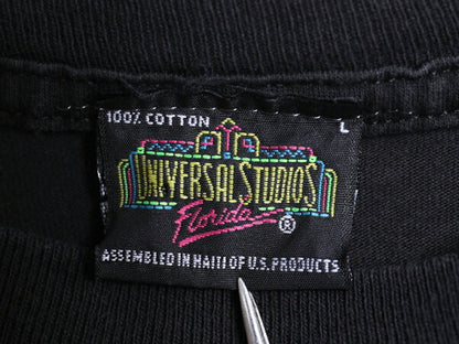 90s ★ ユニバーサルスタジオ E.T. イラスト プリント Tシャツ メンズ L / オールド オフィシャル 当時物 ムービー キャラクター 企業物 黒