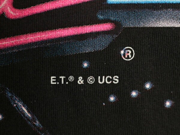 90s ★ ユニバーサルスタジオ E.T. イラスト プリント Tシャツ メンズ L / オールド オフィシャル 当時物 ムービー キャラクター 企業物 黒