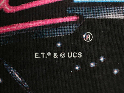 90s ★ ユニバーサルスタジオ E.T. イラスト プリント Tシャツ メンズ L / オールド オフィシャル 当時物 ムービー キャラクター 企業物 黒