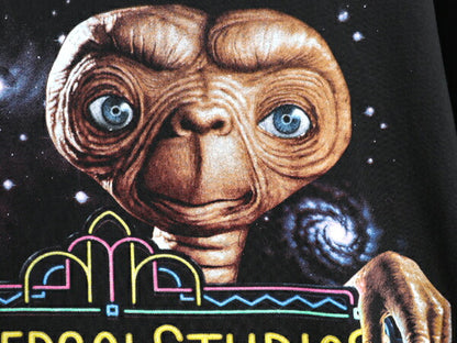 90s ★ ユニバーサルスタジオ E.T. イラスト プリント Tシャツ メンズ L / オールド オフィシャル 当時物 ムービー キャラクター 企業物 黒