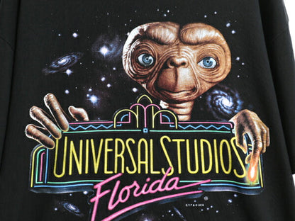 90s ★ ユニバーサルスタジオ E.T. イラスト プリント Tシャツ メンズ L / オールド オフィシャル 当時物 ムービー キャラクター 企業物 黒