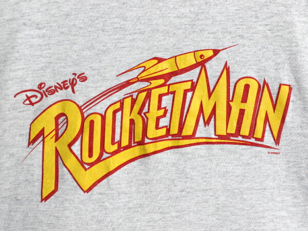90s ★ ディズニー オフィシャル ロケットマン ロゴ プリント Tシャツ メンズ L / オールド 当時物 ムービー イラスト シングルステッチ 灰