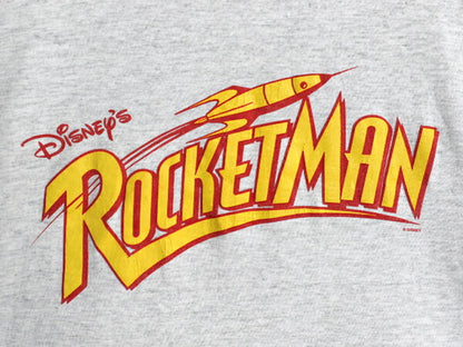 90s ★ ディズニー オフィシャル ロケットマン ロゴ プリント Tシャツ メンズ L / オールド 当時物 ムービー イラスト シングルステッチ 灰