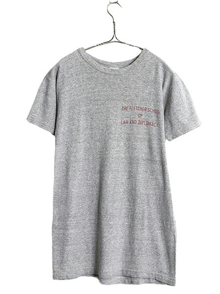 70s USA製 ★ チャンピオン 3段 カレッジ プリント Tシャツ メンズ S 程/ ヴィンテージ バータグ 当時物 88 12 霜降り 灰 シングルステッチ