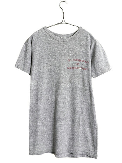 70s USA製 ★ チャンピオン 3段 カレッジ プリント Tシャツ メンズ S 程/ ヴィンテージ バータグ 当時物 88 12 霜降り 灰 シングルステッチ