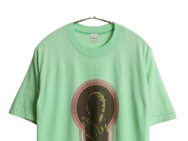 70s USA製 ★ ジョンデンバー フォト イラスト プリント Tシャツ メンズ L 小さめ M 程/ ヴィンテージ 当時物 スプルース バンド ロック 緑