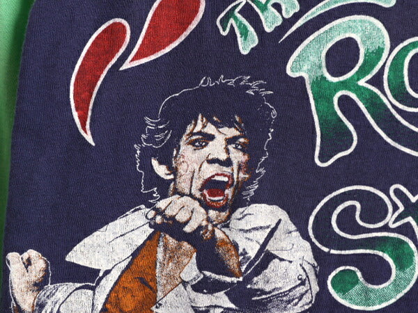 パキ綿 80s ★ ローリングストーンズ プリント ベースボール Tシャツ メンズ M 小さめ S 程/ ヴィンテージ 当時物 ロック バンド ラグラン