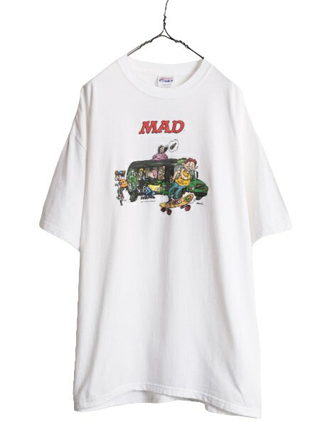 00s ★ MAD マガジン アート イラスト プリント Tシャツ メンズ XL / 00年代 オールド オフィシャル 企業物 当時物 ロラパルーザ フェス 白