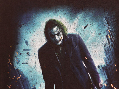 00s ★ ダークナイト ジョーカー イラスト プリント Tシャツ メンズ L / 古着 オールド DARK KNIGHT オフィシャル ムービー 映画 当時物 黒