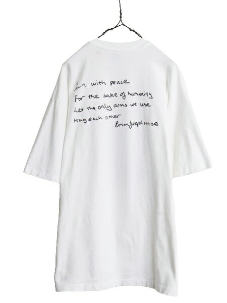90s USA製 ★ アート イラスト プリント Tシャツ メンズ XL 古着 90年代 オールド 絵画 芸術 メッセージ グラフィック シングルステッチ 白
