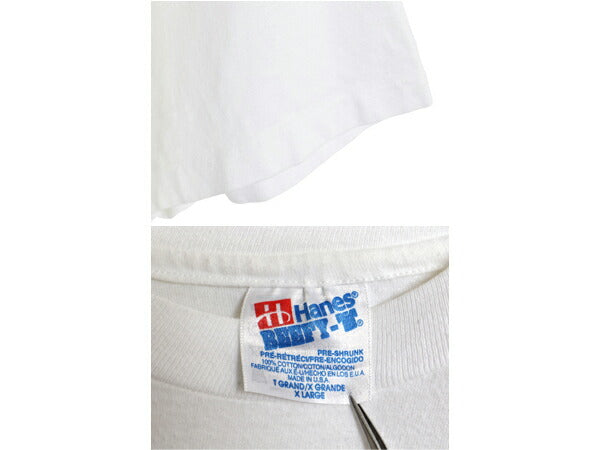 90s USA製 ★ アート イラスト プリント Tシャツ メンズ XL 古着 90年代 オールド 絵画 芸術 メッセージ グラフィック シングルステッチ 白