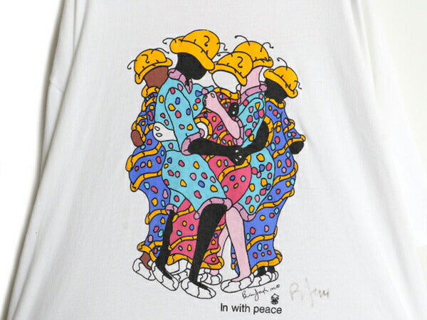 90s USA製 ★ アート イラスト プリント Tシャツ メンズ XL 古着 90年代 オールド 絵画 芸術 メッセージ グラフィック シングルステッチ 白