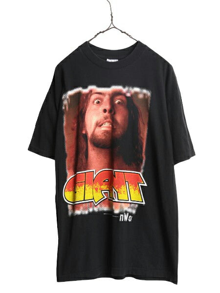 90s USA製 ★ NWO オフィシャル ザ ジャイアント イラスト プリント Tシャツ メンズ L 90年代 オールド GIANT 当時物 プロレス アメプロ 黒