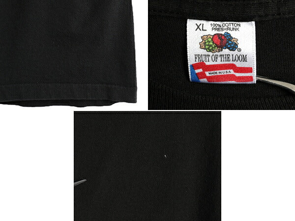 90s USA製 ★ インディアン アート プリント 半袖 Tシャツ ( メンズ XL ) 90年代 アニマル イラスト メッセージ ネイティブ 民族 当時物 黒
