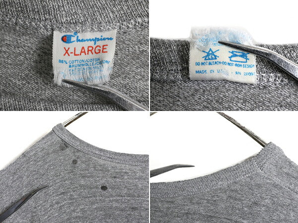 80s USA製 ★ チャンピオン 88 12 Tシャツ ( メンズ XL ) 80年代 ビンテージ Champion 無地 目無し 霜降り 灰 トリコタグ ハチハチワンツー