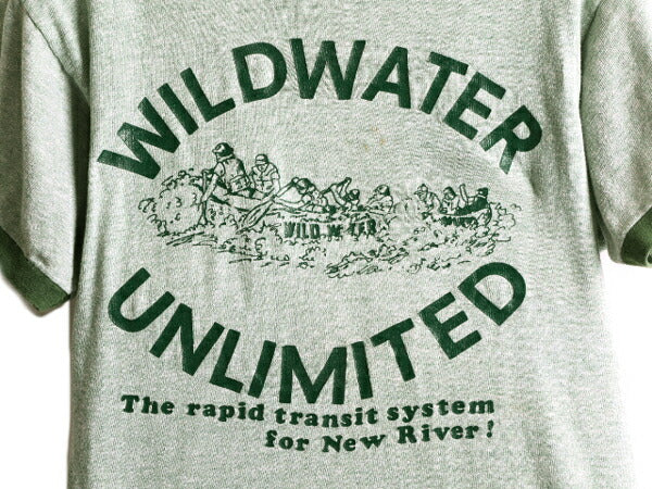 70s USA製 ★ チャンピオン 両面 プリント リンガー Tシャツ メンズ M / 70年代 Champion バータグ 88 12 霜降り 緑 シングルステッチ 企業