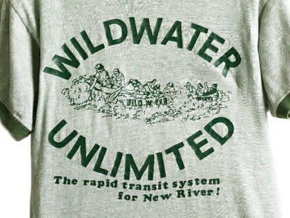 70s USA製 ★ チャンピオン 両面 プリント リンガー Tシャツ メンズ M / 70年代 Champion バータグ 88 12 霜降り 緑 シングルステッチ 企業