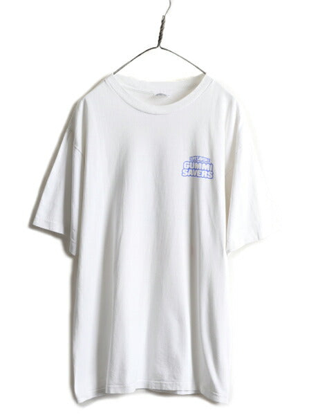 90s USA製 ★ キャラクター 両面 プリント Tシャツ ( メンズ XL ) 古着 90年代 オールド 企業物 イラスト LIFE SAVERS シングルステッチ 白