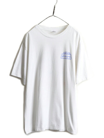 90s USA製 ★ キャラクター 両面 プリント Tシャツ ( メンズ XL ) 古着 90年代 オールド 企業物 イラスト LIFE SAVERS シングルステッチ 白
