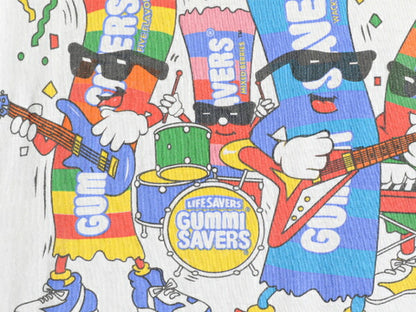 90s USA製 ★ キャラクター 両面 プリント Tシャツ ( メンズ XL ) 古着 90年代 オールド 企業物 イラスト LIFE SAVERS シングルステッチ 白