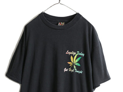90s USA製 ★ マリファナ 両面 プリント Tシャツ メンズ XL / 90年代 オールド 大麻 ガンジャ ヘビーウェイト メッセージ シングルステッチ