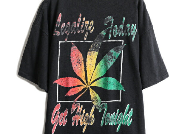90s USA製 ★ マリファナ 両面 プリント Tシャツ メンズ XL / 90年代 オールド 大麻 ガンジャ ヘビーウェイト メッセージ シングルステッチ