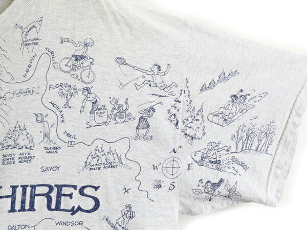 90s 大きいサイズ XL ★ 地図 オールオーバー プリント Tシャツ メンズ / 90年代 オールド マップ 総柄 大判 アート イラスト 霜降り 灰