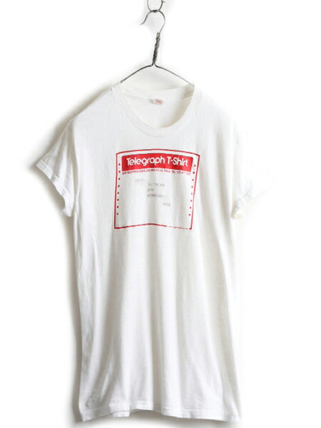 70s USA製 ★ 企業 メッセージ プリント Tシャツ ( L メンズ 小さめ M 程) 70年代 ビンテージ 当時物 コットン 白 HANES シングルステッチ