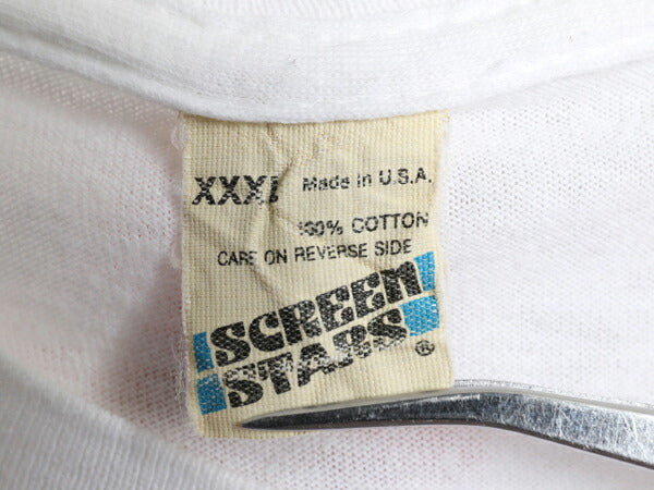 80s USA製 大きいサイズ XXXL ★ アート 大判 発泡 プリント 半袖 Tシャツ メンズ 3XL / 80年代 ビンテージ イラスト シングルステッチ 白