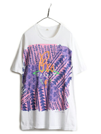 80s USA製 大きいサイズ XXXL ★ アート 大判 発泡 プリント 半袖 Tシャツ メンズ 3XL / 80年代 ビンテージ イラスト シングルステッチ 白