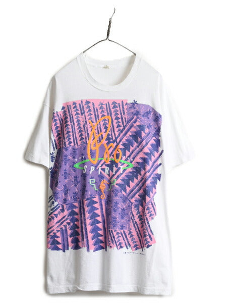 80s USA製 大きいサイズ XXXL ★ アート 大判 発泡 プリント 半袖 Tシャツ メンズ 3XL / 80年代 ビンテージ イラスト シングルステッチ 白
