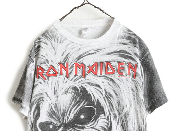 90s ★ アイアンメイデン オールオーバー プリント Tシャツ メンズ L / 90年代 IRON MAIDEN オフィシャル 当時物 バンド シングルステッチ